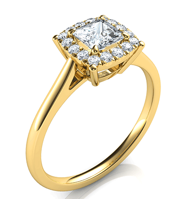 Princess Delicate Halo Cathedral Engagement ring settings for smaller Princess diamonds, 0.20 to 0.60 carat