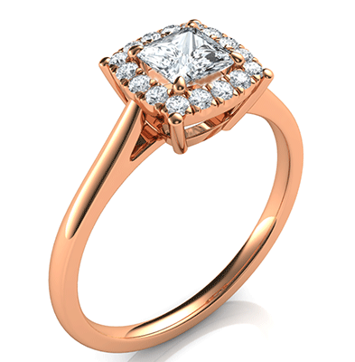 Anillo de compromiso Princess Delicate PreSet Halo de 0,53 quilates