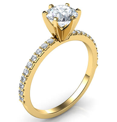 4 or 6 prongs  head engagement ring model, with side diamonds common prongs set 0.20 carat