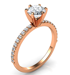 Foto Puntas comunes de oro rosa, modelo de anillo de cabeza de 6 puntas, con diamantes laterales de 0,20 quilates de