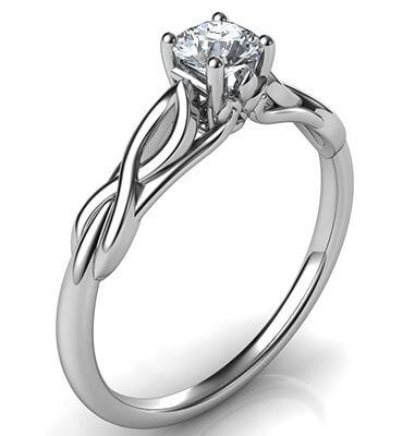 Leaf motif infinity Solitaire engagement ring, Set with 0.25 carat diamond GH VS Very-Good Cut