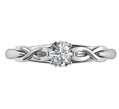 Leaf motif infinity Solitaire engagement ring, Set with 0.25 carat diamond GH VS Very-Good Cut