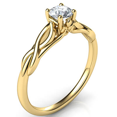 Leaf motif infinity Solitaire engagement ring, Set with 0.25 carat diamond GH VS Very-Good Cut