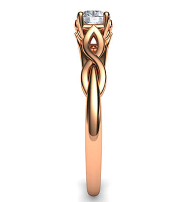 Anillo de compromiso con solitario en forma de hoja de oro rosa, para diamantes más pequeños