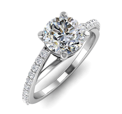 Foto anillo de compromiso con un giro, engastado con diamantes laterales de 0.22 quilates de