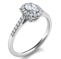Foto Engastes delicados del anillo de compromiso Halo para diamantes ovalados más pequeños, de 0,20 a 0,60 quilates de
