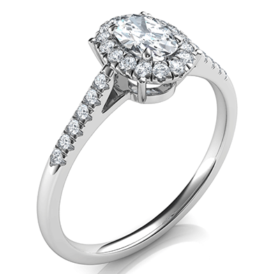 Delicate Halo Engagement ring settings for smaller Oval diamonds, 0.20 to 0.60 carat