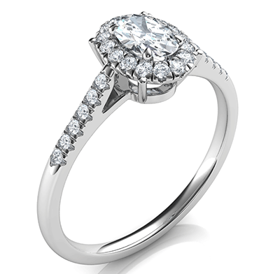 Engastes delicados del anillo de compromiso Halo para diamantes ovalados más pequeños, de 0,20 a 0,60 quilates
