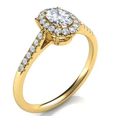 Delicate Halo Engagement ring settings for smaller Oval diamonds, 0.20 to 0.60 carat