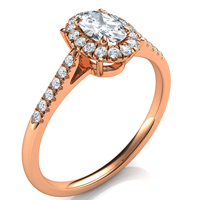 Delicate Halo Engagement ring settings for smaller Oval diamonds, 0.20 to 0.60 carat