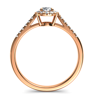 Rose Gold Delicate Halo Engagement ring settings for smaller Oval diamonds, 0.20 to 0.60 carat