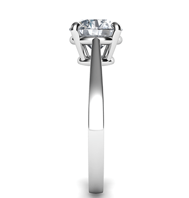 Solitaire cathedral low profile engagement ring for all diamond shapes