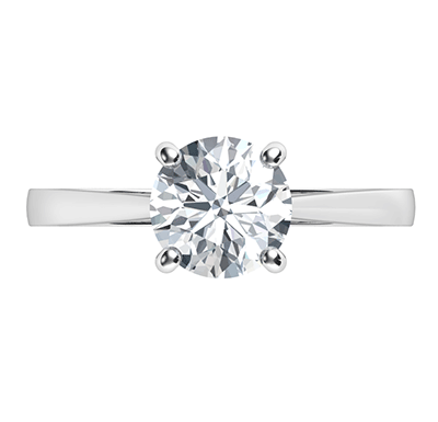 Solitaire cathedral low profile engagement ring for all diamond shapes