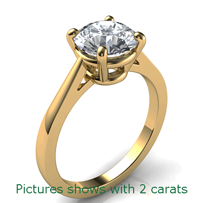 Solitaire cathedral low profile engagement ring for all diamond shapes