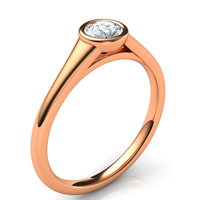Rose Gold Cheap bisel set elegante anillo de compromiso