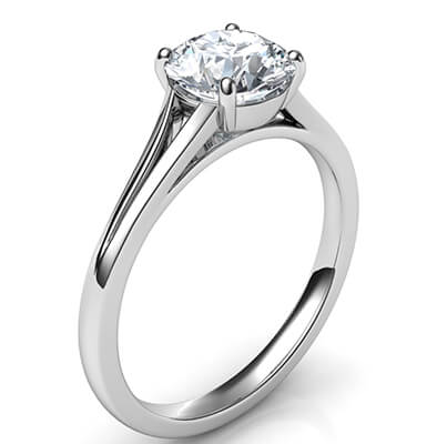 Split band Solitaire cathedral engagement ring for all diamond shapes-Stacy