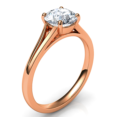 Rose Gold Split band Solitaire engagement ring for all diamond shapes