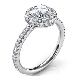 Picture of Karen Low Profile engagement ring for for all shapes, halo set on two sides