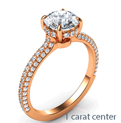Picture of Rose gold engagement ring for Rounds & Princess, encrusted from 3 sides and a secret halo, Elizabeth