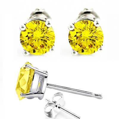 1.80 quilates en total, diamantes naturales, elegantes aretes amarillos vivos, SI1