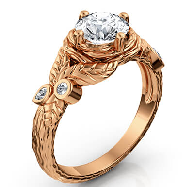 Anillo de compromiso Rose Gold Leaf