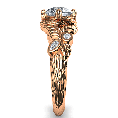 Rose Gold Leaf engagement ring