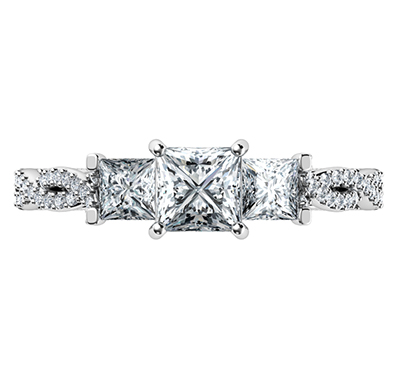 Anillo de compromiso de estilo vintage con dos diamantes Princess de 0,76 CTW