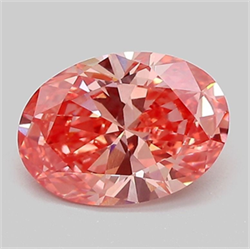Picture of Lab Grown Diamond 1.54 Carats, Oval with  Cut, Fancy Vivid Pink Color, VVS2 Clarity and Certified by IGI