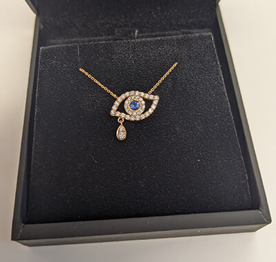 Evil eye pendant, - 14K White,Yellow or Rose Gold