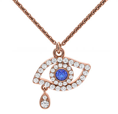 Evil eye pendant, - 14K White,Yellow or Rose Gold