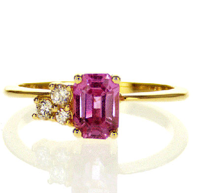 Pink Natural Sapphire and diamonds ring