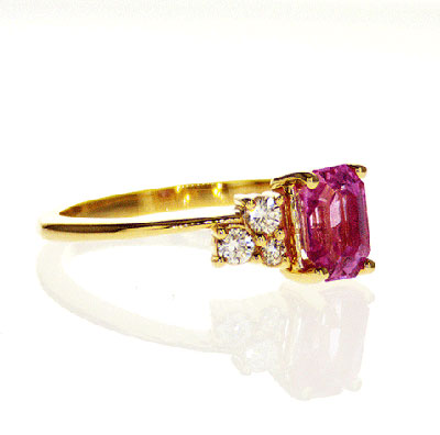 Pink Natural Sapphire and diamonds ring