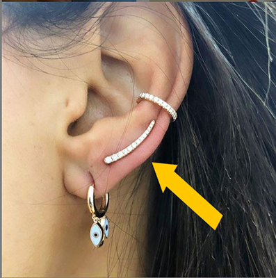 Arrow of diamonds, 1 side earring