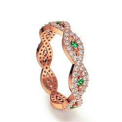 Picture of 3/4 carat Infinity ringwith Diamonds and Emeralds in - 14K White, Rose and Yellow Gold