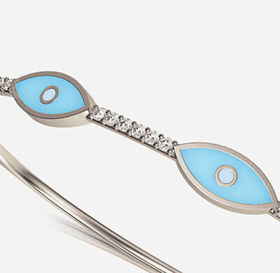 Evil eye bangle 1/3 Carat diamonds