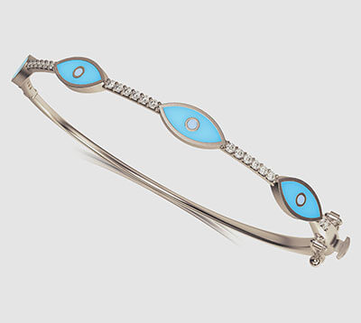 Evil eye bangle 1/3 Carat diamonds