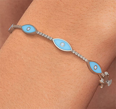 Evil eye bangle 1/3 Carat diamonds