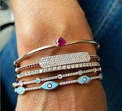 Evil eye bangle 1/3 Carat diamonds