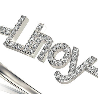 Your name with diamonds bangle. 1 carat high quality diamonds