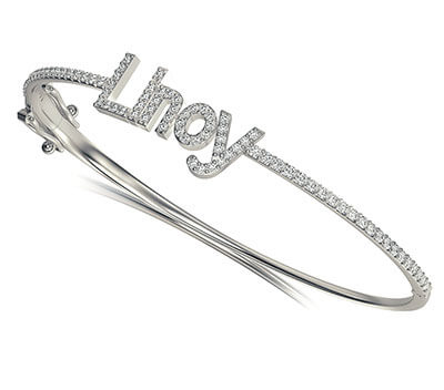 Your name with diamonds bangle. 1 carat high quality diamonds