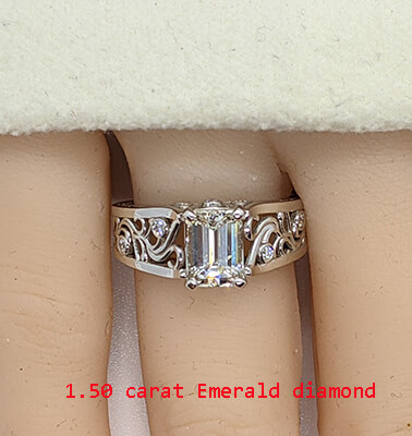 Diseñadores. anillo de compromiso del vintage. Motivo naturaleza. 1/3 quilates de lado