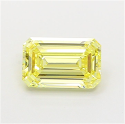 Picture of Lab Grown Diamond 1.52 Carats, Emerald with  Cut, Fancy Yellow Color, VVS2 Clarity and Certified by IGI
