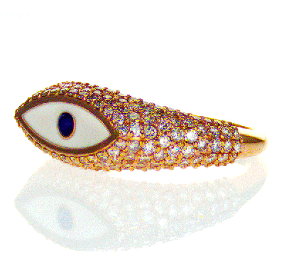 Anillo Evil Eye Gold con diamantes laterales de 1 quilate