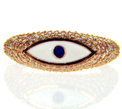 Evil eye Gold ring with 1 carat side diamonds