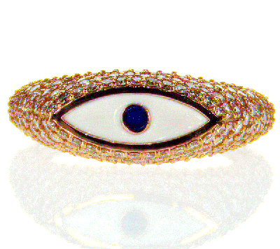 Anillo Evil Eye Gold con diamantes laterales de 1 quilate