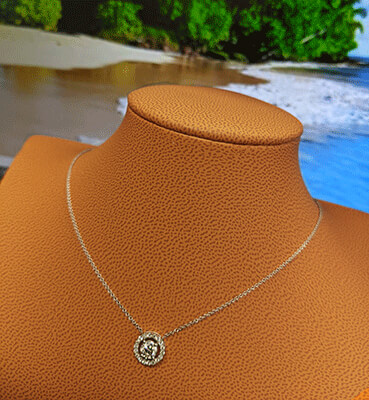 Diamond halo pendant, 0.50 center +0.20