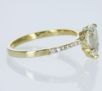 Listo para enviar, diamante pera G VS2 de 1,08 quilates, anillo de compromiso, en oro amarillo de 14 k
