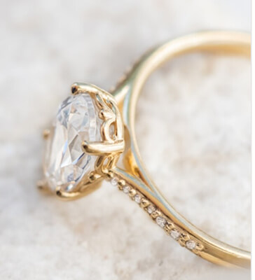 Listo para enviar, diamante pera G VS2 de 1,08 quilates, anillo de compromiso, en oro amarillo de 14 k