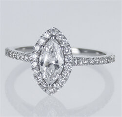 Picture of Ready to ship, 0.56 carat Marquise diamond D VS2 +0.35 sides , engagement ring,  in - 14K White Gold