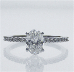 Picture of Ready to Ship.1.01 D VS2 Oval solitaire engagement ring, In - 14K White gold.